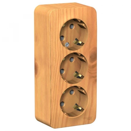 Розетка тройная 2К+3 Systeme Electric Blanca 16A 250V ясень BLNRA010315