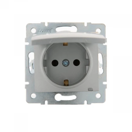 Розетка с зазем. с крышкой Lezard Karina серебро 707-4388-123