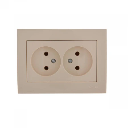 Розетка 2-ая без зазем. Lezard Rain кремовая 703-0303-128