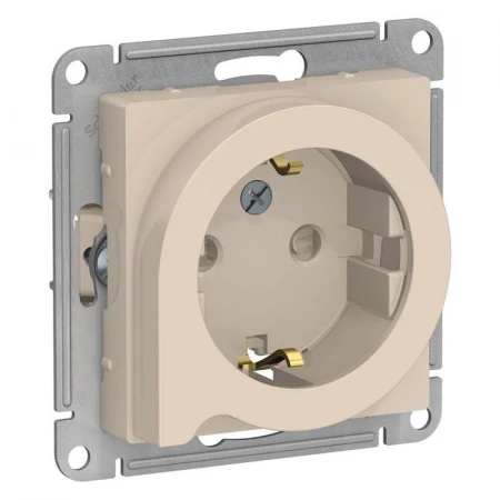 Розетка 2К+З Systeme Electric AtlasDesign 16A 250V со шторками бежевая ATN000247