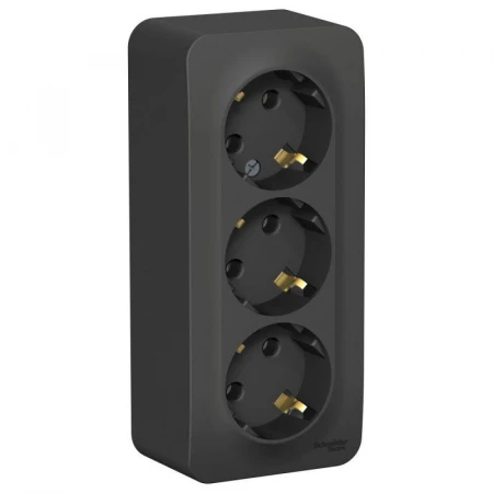 Розетка тройная 2К+3 Systeme Electric Blanca 16A 250V антрацит BLNRA010316