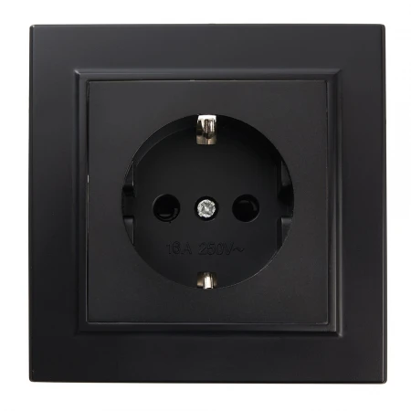 Розетка 2P+PE Stekker Эрна со шторками черный PST16-9010-03 39479