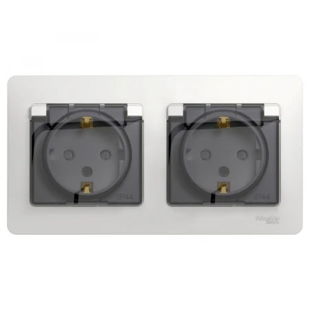 Розетка двойная 2К+З Systeme Electric Glossa 16A 250V со шторками белая GSL000147