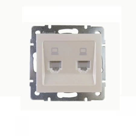 Розетка 2-ая компьютерная Lezard Rain белый жемчуг 703-3088-141