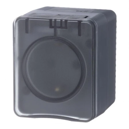 Розетка 2К+З Systeme Electric AtlasDesign 16A 250V со шторками антрацит ATN544045