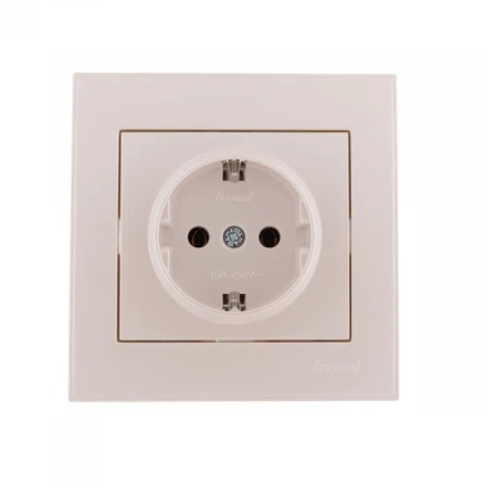 Розетка с зазем. Lezard Rain белый жемчуг 703-3030-122