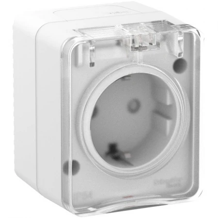 Розетка 2К+З Systeme Electric AtlasDesign 16A 250V со шторками белая ATN540145