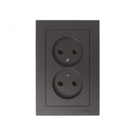 Розетка двойная 2К Systeme Electric AtlasDesign 16A 250V мокко ATN000620