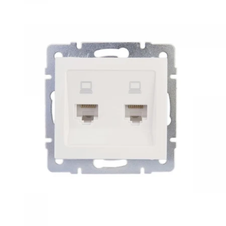 Розетка 2-ая компьютерная Lezard Rain белая 703-0288-141