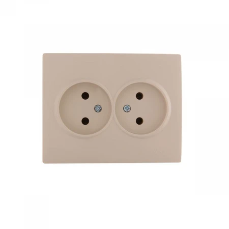 Розетка 2-ая без зазем. Lezard Karina кремовая 707-0300-128B