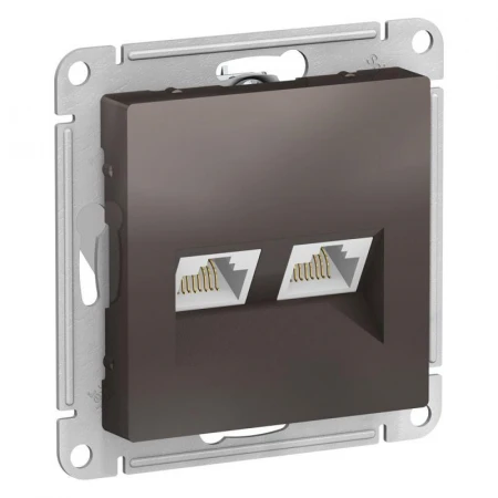 Розетка компьютерная двойная RJ45 Systeme Electric AtlasDesign 5e кат UTP мокко ATN000685