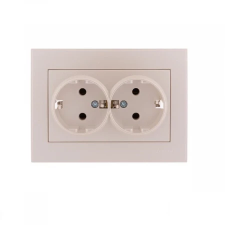 Розетка 2-ая с зазем. Lezard Rain белый жемчуг 703-3030-127