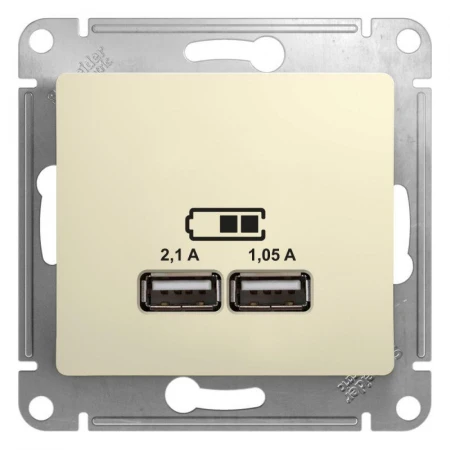 Розетка двойная USB Systeme Electric Glossa Type A+A бежевая GSL000233