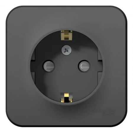 Розетка 2К+З Systeme Electric Blanca 16A 250V со шторками антрацит BLNRA011116