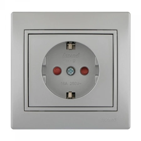 Розетка с защитой от детей Lezard Mira серебро 701-1010-124B