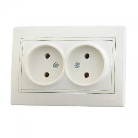 Розетка 2-ая без зазем. Lezard Mira кремовая 701-0303-128
