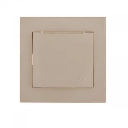 Розетка с зазем. с крышкой Lezard Rain кремовая 703-0303-123