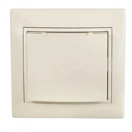 Розетка с зазем. с крышкой Lezard Mira кремовая 701-0303-123B