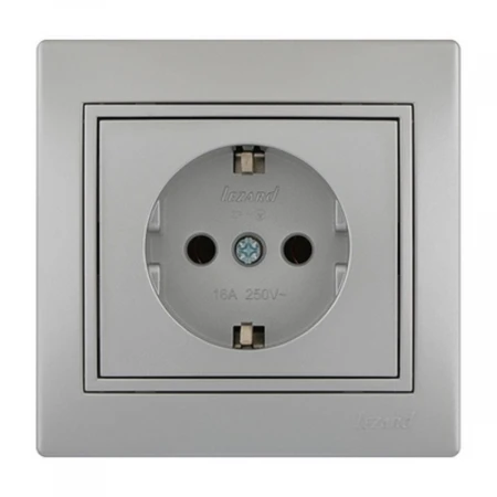 Розетка с зазем. Lezard Mira серебро 701-1010-122B