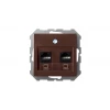 Розетка 2хRJ45 Liregus Epsilon коричневый 28-1451 Розетка 2хRJ45 Liregus Epsilon коричневый 28-1451