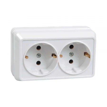 Розетка двойная 2P+PE IEK Oktava белая ERO21-K01-16-DC