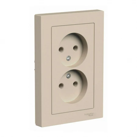 Розетка двойная 2К Systeme Electric AtlasDesign 16A 250V песочный ATN001220