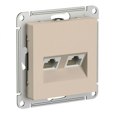 Розетка компьютерная 2xRJ45 Systeme Electric AtlasDesign кат. 5Е песочный ATN001285