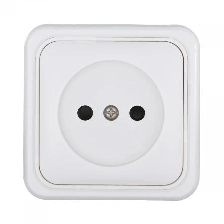 Розетка LK Studio открытой установки без заземляющих контактов с защитными шторками (белый) 813304
