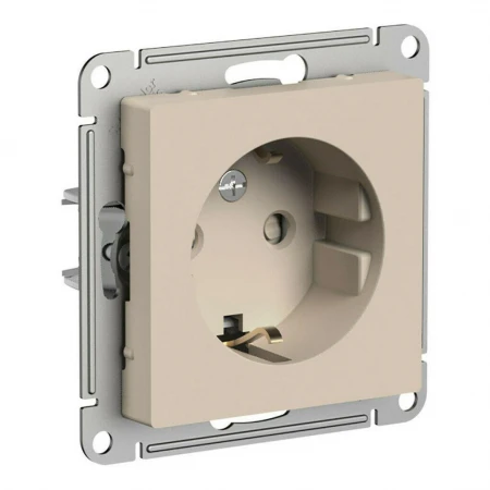 Розетка 2К+З Systeme Electric AtlasDesign 16A 250V со шторками песочный ATN001245