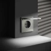 Розетка встраиваемая Voltum S70 с заземлением, защитными шторками и крышкой 16А, (сталь) VLS040305