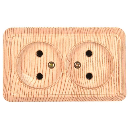 Розетка двойная 2П открытой установки IP20 10А 250В (керамика) сосна "Альфа" General