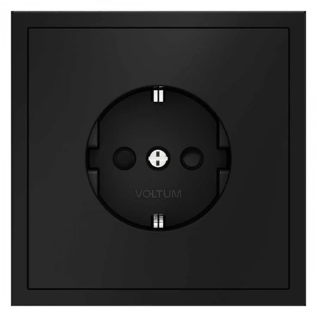 Розетка встраиваемая Voltum S70 с заземлением и защитными шторками, 16А, (черный матовый) VLS040208