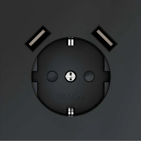 Розетка встраиваемая Voltum S70 с заземлением и защитными шторками, 16А, с USB, A+A, (графит) VLS040407