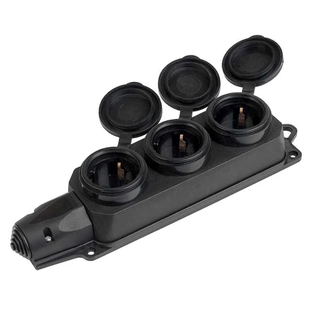 Розеточная колодка General GSB-16-4-G-IP44, 16А, 4 места, с заземлением, без выключателя, IP44