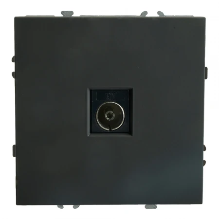 Розетка телевизионная 1-местная (механизм), STEKKER, 75 Ом, 5-862МГц, серия Эмили, RST00-5108-05, черный уголь, soft touch 49849