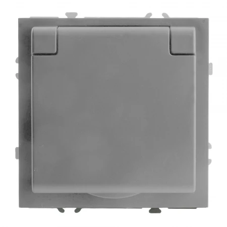 Розетка 1-местная с крышкой с защ. штор, STEKKER, б/з, 250В, 16А, серия Эмили, RST16-5113-10, платиново-серый, soft touch 49956