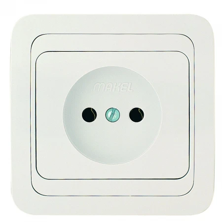 Розетка Makel 1-м СП Mimoza без заземл. керам. бел/бел. 12002