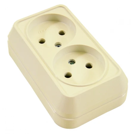 Розетка Makel 2-м ОП без заземл. крем. 45217