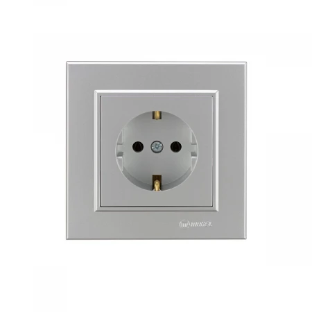 Розетка Makel 1-м СП Karea 16А IP20 с/з сереб. 56065028