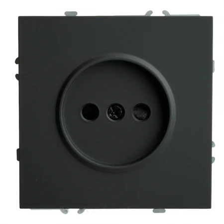 Розетка 1-местная с защитной шторкой (механизм), STEKKER,  б/з, 250В, 16А, серия Эмили, RST16-5109-05, черный уголь, soft touch 49850