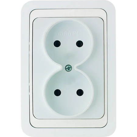 Розетка Makel 2-м СП Mimoza без заземл. бел/бел. 12017