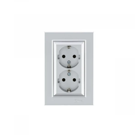 Розетка Makel 2-я с/з СП Karea 16А IP20 серебр. 56065082