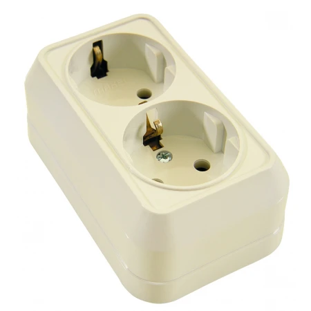 Розетка Makel 2-м ОП с заземл. крем. 45282