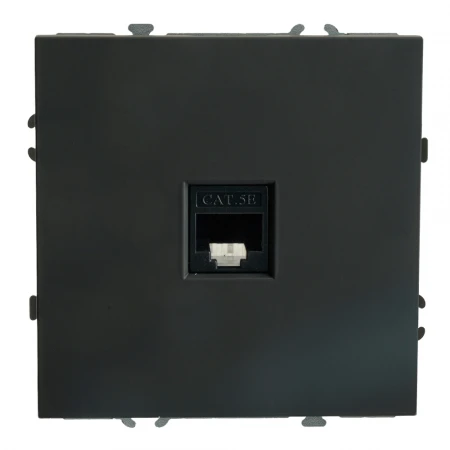 Розетка компьютерная 1-местная RJ-45 (механизм), STEKKER, серия Эмили, RST00-5117-05, черный уголь, soft touch 49847