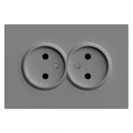 Розетка 2-местная с защитной шторкой, STEKKER, б/з, 250В, 16А, серия Эмили, RST16-5116-10 , платиново-серый, soft touch 49955