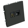 Розетка TV + компьютерная RJ-45 (механизм), STEKKER, RST00-5106-05, серия Эмили, черный уголь, soft touch 49846 Розетка TV + компьютерная RJ-45 (механизм), STEKKER, RST00-5106-05, серия Эмили, черный уголь, soft touch 49846