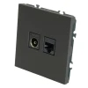 Розетка TV + компьютерная RJ-45 (механизм), STEKKER, RST00-5106-05, серия Эмили, черный уголь, soft touch 49846 Розетка TV + компьютерная RJ-45 (механизм), STEKKER, RST00-5106-05, серия Эмили, черный уголь, soft touch 49846