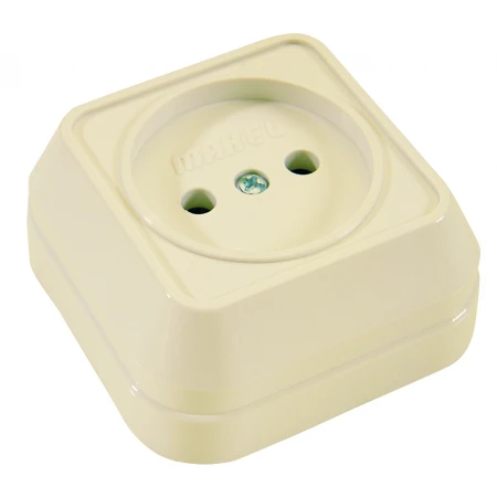 Розетка Makel 1-м ОП 16А IP20 без заземл. квадратная крем 45202