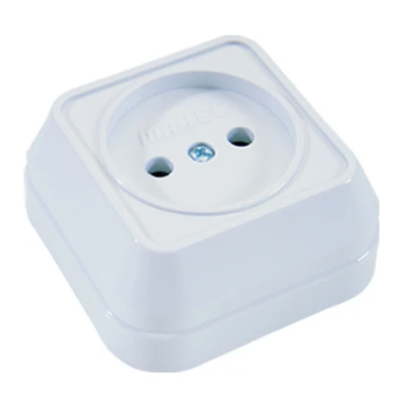 Розетка Makel 1-м ОП 16А IP20 без заземл. квадратная бел. 45102