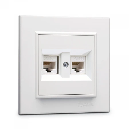Розетка компьютерная Makel двойная СП Karea 16А IP20 CAT 5 бел. 56001036